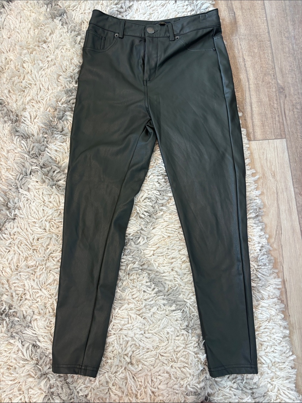 Women’s Olive Green Faux Leather Pants